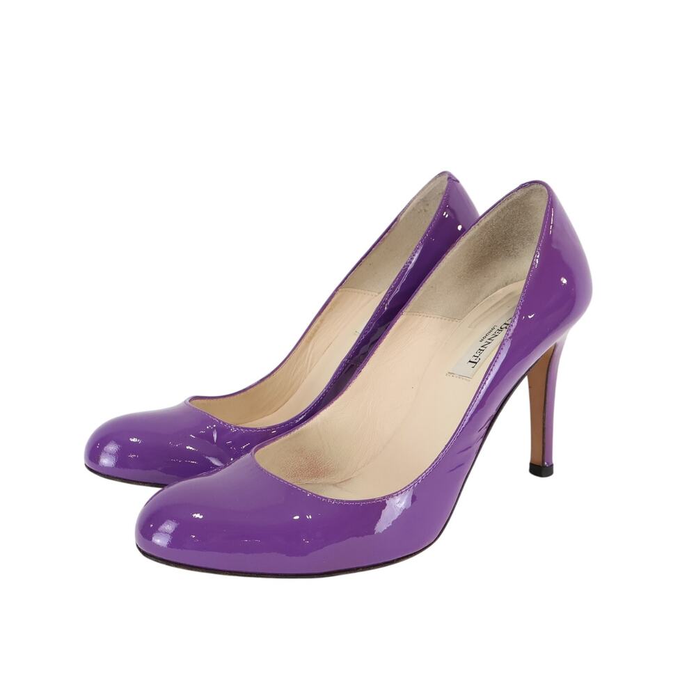 L.K. Bennett London Purple Patent Leather Stiletto Pump Heel Size 37 1/2